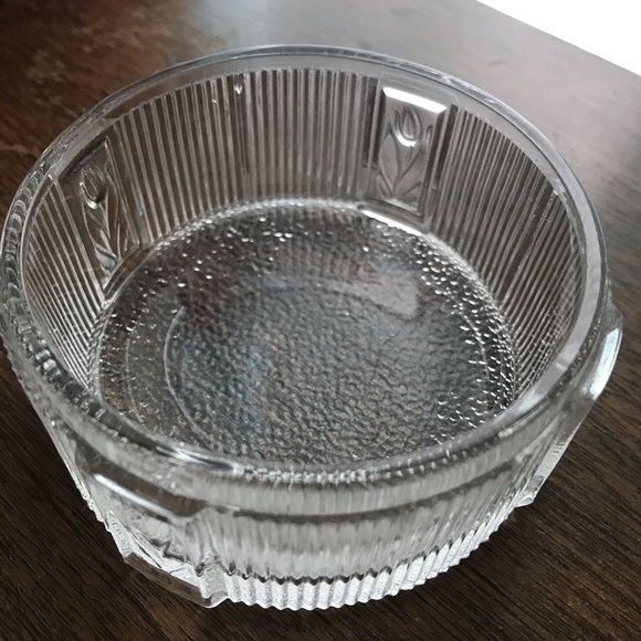 Vintage Pressed Glass Powder Jar With Brass Enamelled Lid - Picture 3 of 5